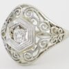 Antique Art Deco Old Mine Cut Diamond Engagement Ring 0.22 ct 18k White Gold