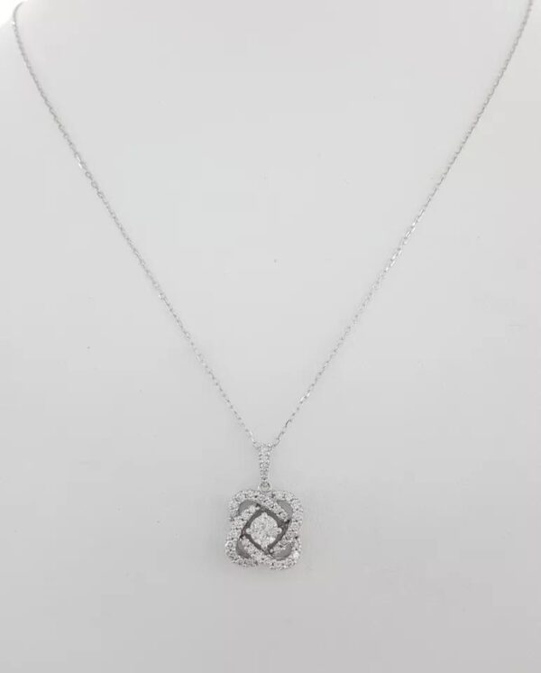 Round Diamond Crossover Halo Pendant Necklace 14K White Gold 1 ct Retail 2995