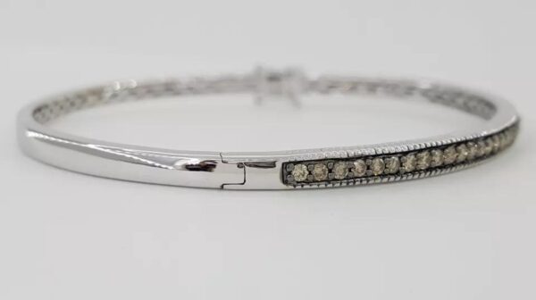 LeVian Le Vian Chocolate Diamond Pave Bangle 13.4 Grams 14K White Gold 1.25 ct