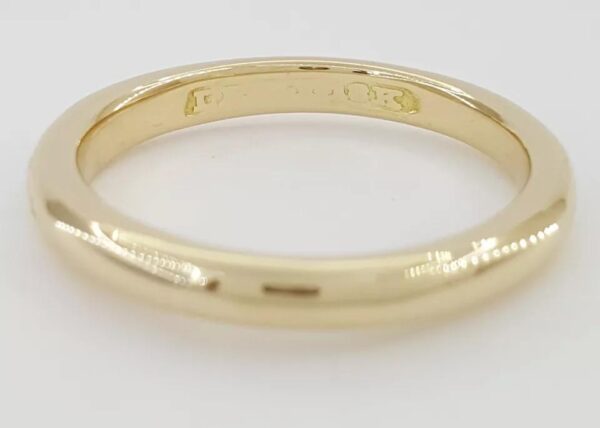 Vintage Peacock Half Dome 18K Yellow Gold Wedding Band Ring 2.7 mm Size 6.75
