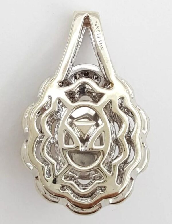 LeVian Opal Cabochon Cut Double Halo White & Chocolate Diamond 1.61 ct Pendant