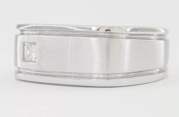 Princess Diamond Men's Wedding Band Ring 0.15 ct 14K White Gold 9 mm 11.7 Grams