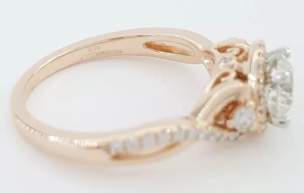 Helzberg Round Diamond Crossover Halo Engagement Ring 14k Rose Gold 1 ct Rtl 5K