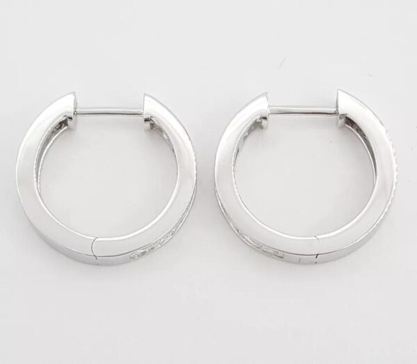 Princess Cut Diamond Hugger Hoop Earrings 15.3 mm 1.06 ct 14K White Gold