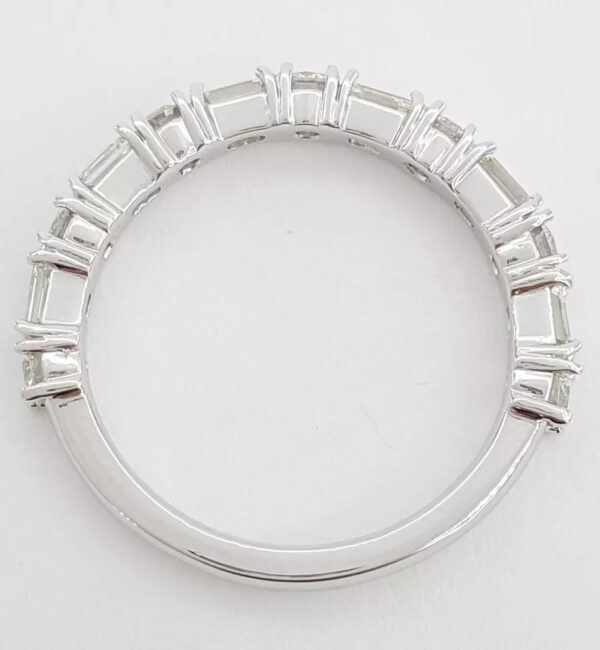 Round & Emerald Cut Diamond Half Circle Band Ring 1.04 ct Platinum 3mm