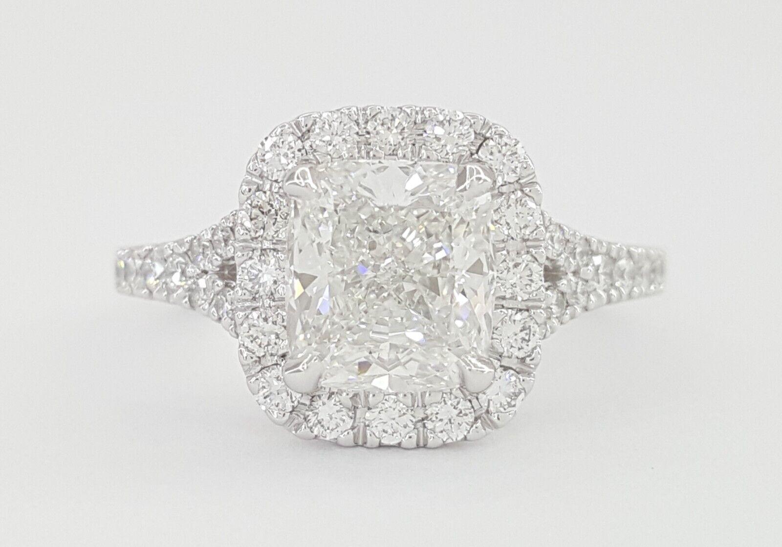 Elongated Cushion Halo Diamond Engagement Ring Platinum GIA F/VS1 2.5 ct Rt $50K