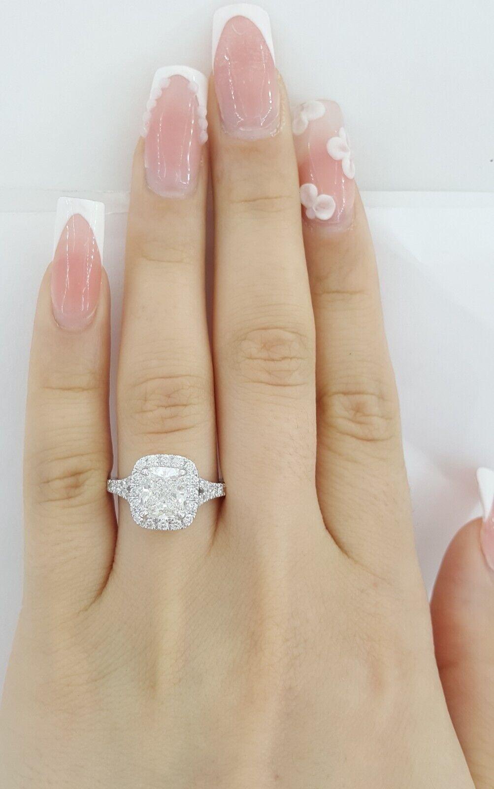 Elongated Cushion Halo Diamond Engagement Ring Platinum GIA F/VS1 2.5 ct Rt $50K