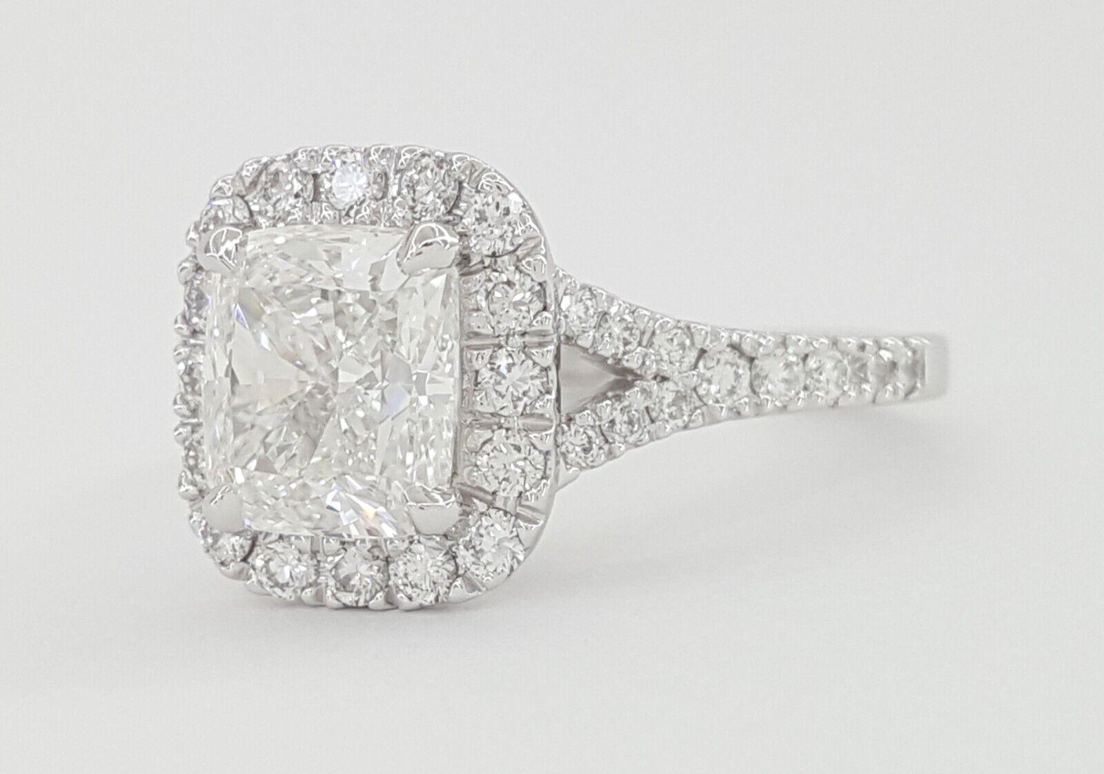 Elongated Cushion Halo Diamond Engagement Ring Platinum GIA F/VS1 2.5 ct Rt $50K