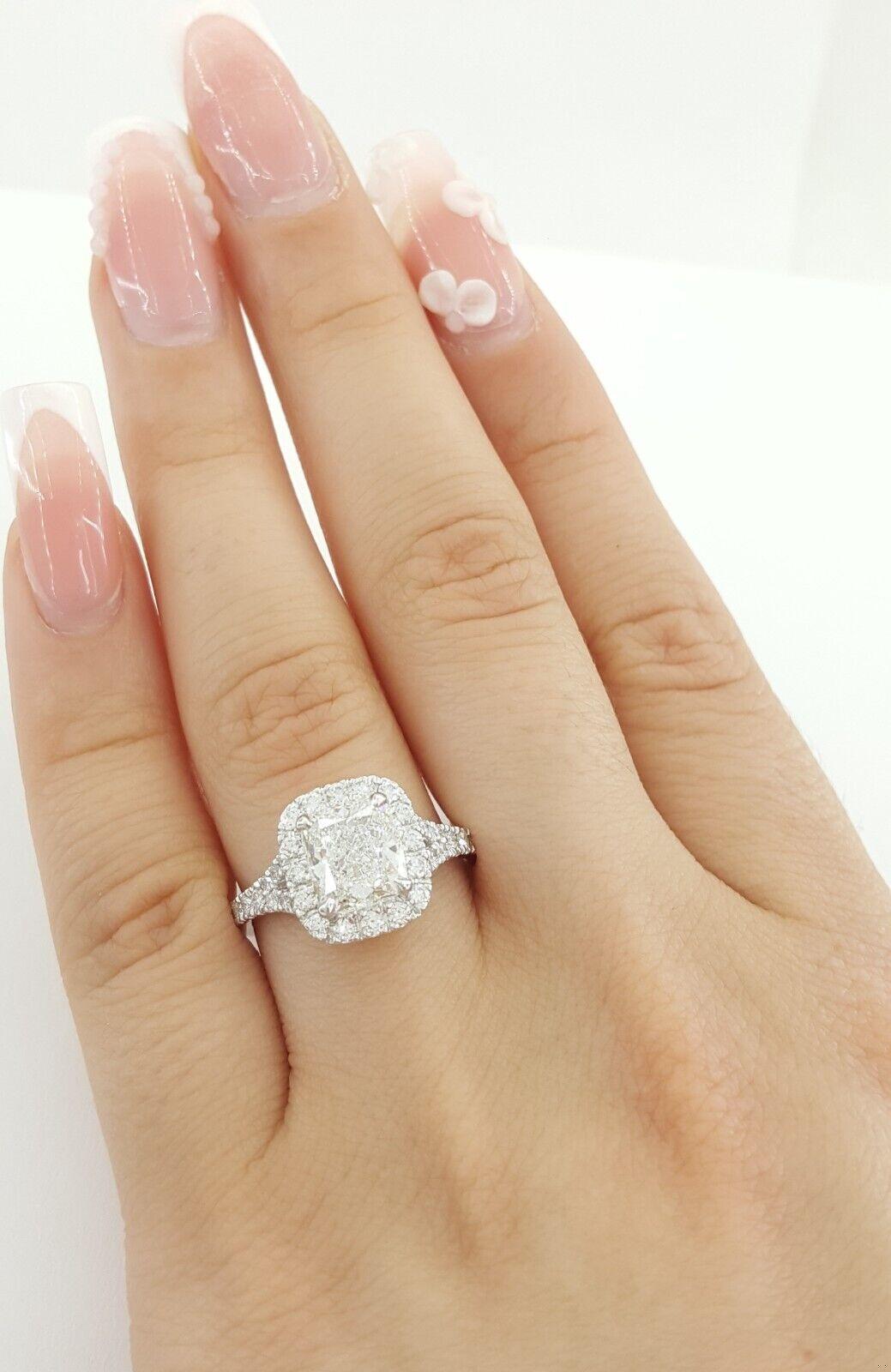 Elongated Cushion Halo Diamond Engagement Ring Platinum GIA F/VS1 2.5 ct Rt $50K