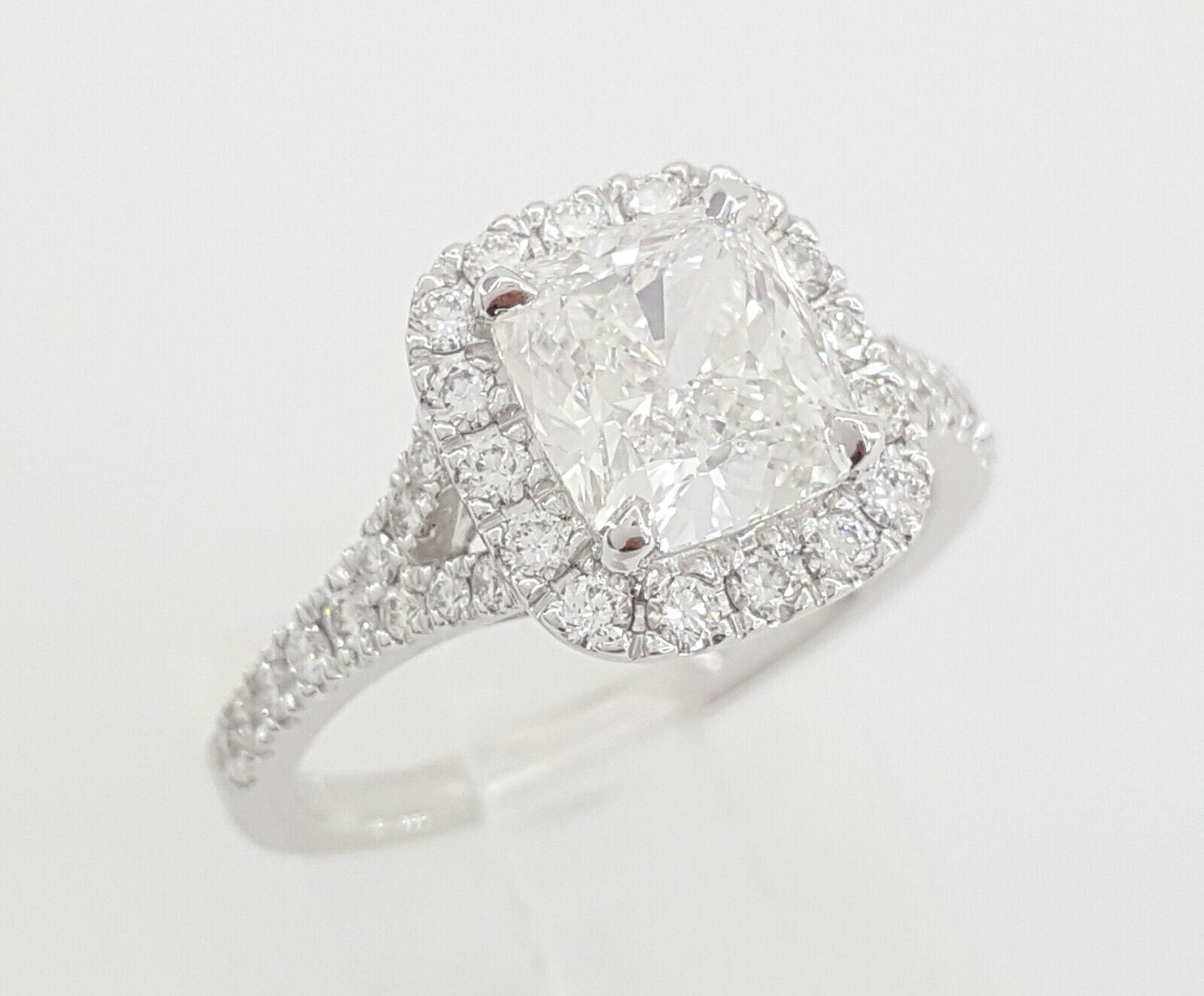 Elongated Cushion Halo Diamond Engagement Ring Platinum GIA F/VS1 2.5 ct Rt $50K