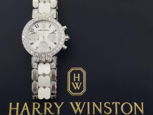 Harry Winston Premier Chronograph 32mm Diamond Watch 18k W Gold 3.35 ct Rtl $74k