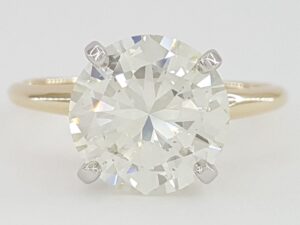 Vintage Round Diamond Solitaire Engagement Ring 3.04 ct 14k Gold & Platinum