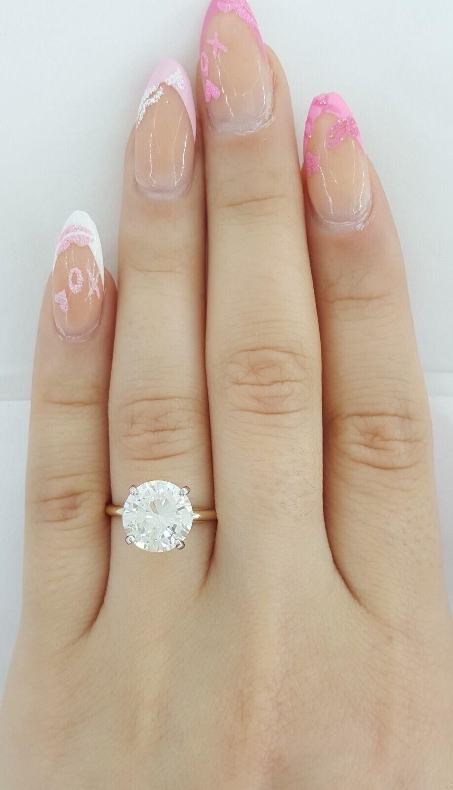 Vintage Round Diamond Solitaire Engagement Ring 3.04 ct 14k Gold & Platinum