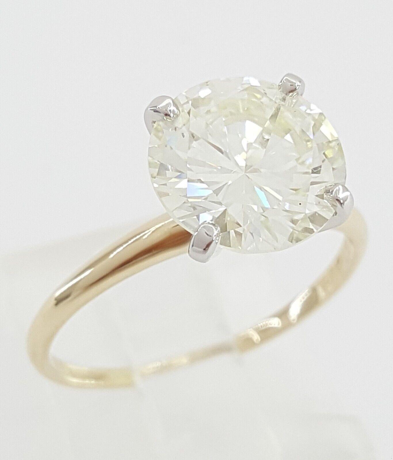 Vintage Round Diamond Solitaire Engagement Ring 3.04 ct 14k Gold & Platinum