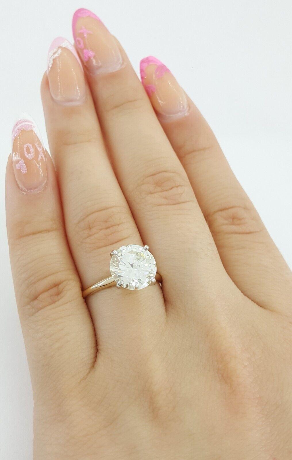 Vintage Round Diamond Solitaire Engagement Ring 3.04 ct 14k Gold & Platinum