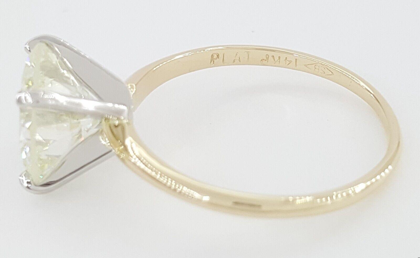 Vintage Round Diamond Solitaire Engagement Ring 3.04 ct 14k Gold & Platinum