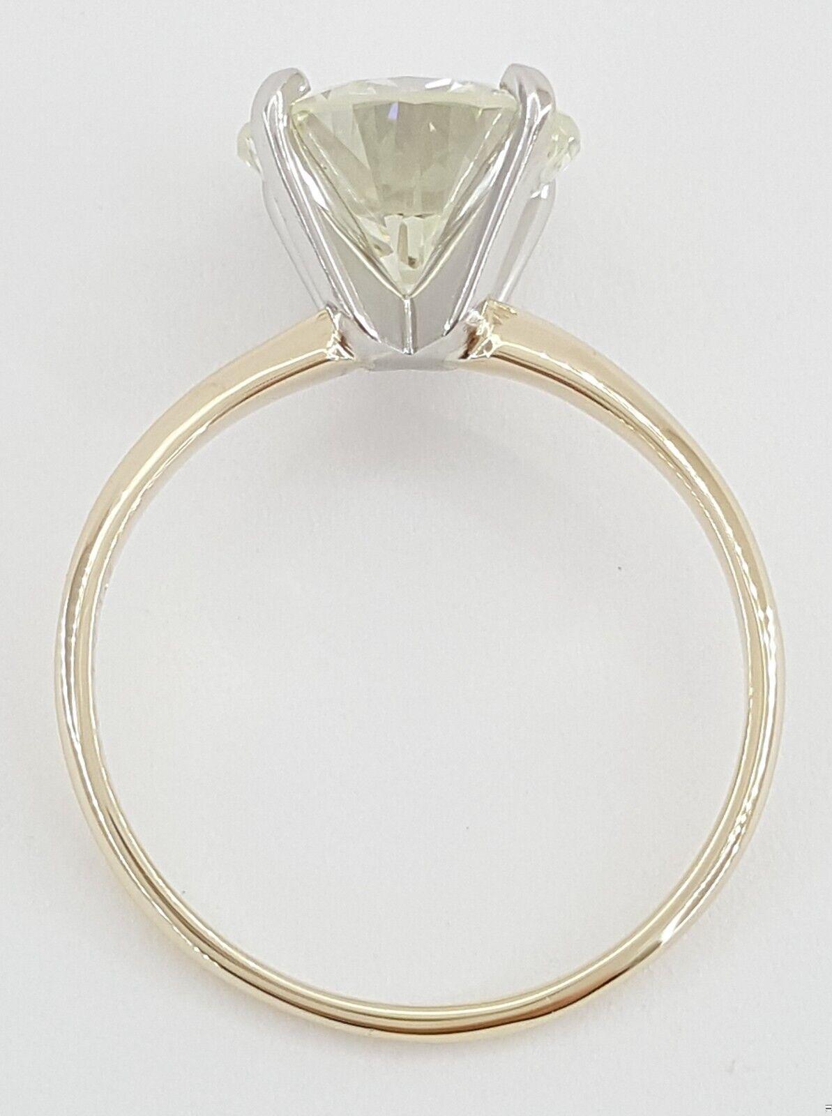 Vintage Round Diamond Solitaire Engagement Ring 3.04 ct 14k Gold & Platinum