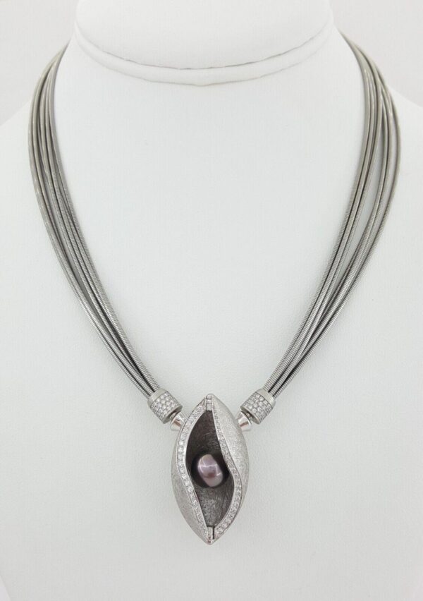 Jörg Heinz Mystery Sphere 1.6 ct Diamond 10mm Tahitian Pearl Necklace