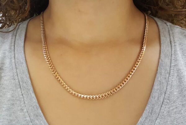 14K Rose Gold Italy Cuban Link Chain Necklace 24" Inches 49.6 Grams 5.1 mm Wide