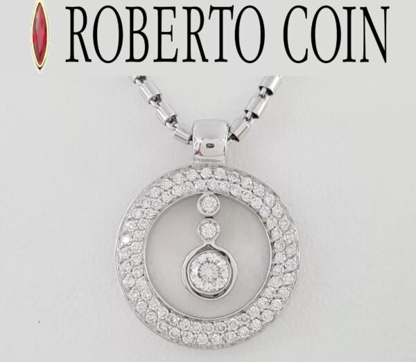 Roberto Coin Cento Baby O Diamond Circle Pendant 0.82 ct 19 mm 18K W Gold 8,925