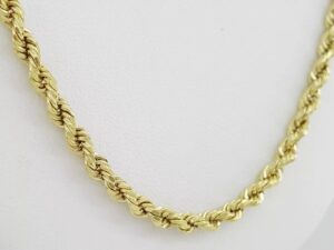 Yellow Gold Lightweight Diamond Cut Rope Chain Necklace 10K 24" 8.5 Grams 3.5 mm
