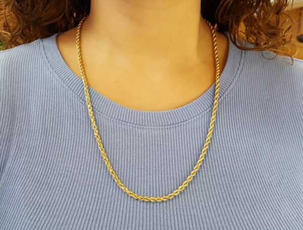 Yellow Gold Lightweight Diamond Cut Rope Chain Necklace 10K 24" 8.5 Grams 3.5 mm