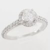 Natural Round Diamond Halo Engagement Ring 0.83 ct 14k White Gold Retail 2495
