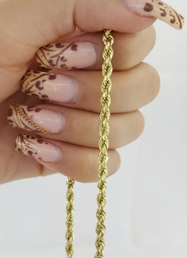 Yellow Gold Lightweight Diamond Cut Rope Chain Necklace 10K 24" 8.5 Grams 3.5 mm
