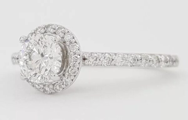 Natural Round Diamond Halo Engagement Ring 0.83 ct 14k White Gold Retail 2495