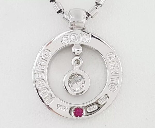 Roberto Coin Cento Baby O Diamond Circle Pendant 0.82 ct 19 mm 18K W Gold 8,925