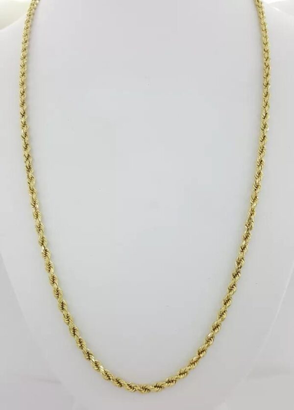 Yellow Gold Lightweight Diamond Cut Rope Chain Necklace 10K 24" 8.5 Grams 3.5 mm