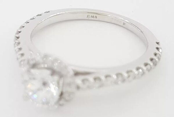 Natural Round Diamond Halo Engagement Ring 0.83 ct 14k White Gold Retail 2495