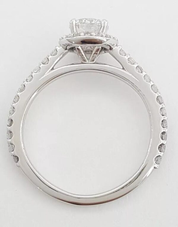 Natural Round Diamond Halo Engagement Ring 0.83 ct 14k White Gold Retail 2495