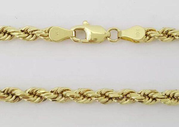 Yellow Gold Lightweight Diamond Cut Rope Chain Necklace 10K 24" 8.5 Grams 3.5 mm