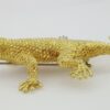 Vintage Yellow Gold Diamond & Ruby Eyes Lizard Brooch Pin 18K 18.3 grams 57.5mm