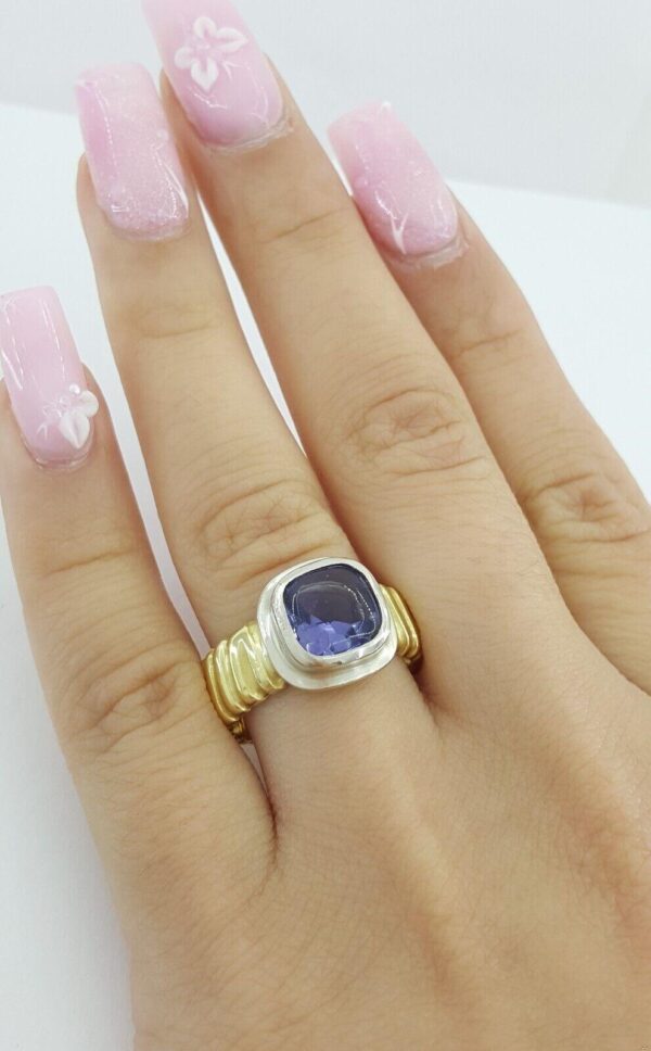 J Bohan Cushion Cab Tanzanite 18K Yellow & White Gold Ring 13 grams 1.6 ct