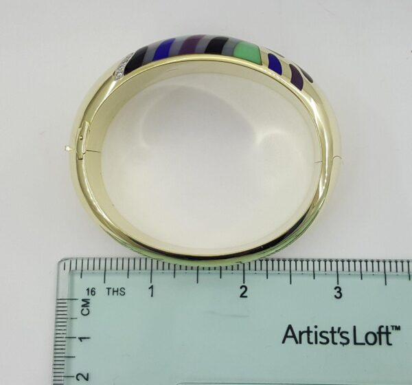 Asch Grossbardt Round Diamond & Enamel Multi Stone Bangle 61g 14K Yellow Gold