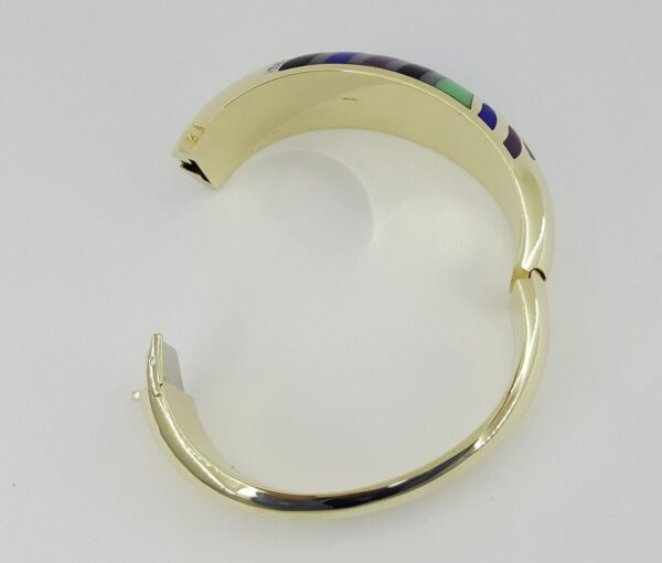 Asch Grossbardt Round Diamond & Enamel Multi Stone Bangle 61g 14K Yellow Gold