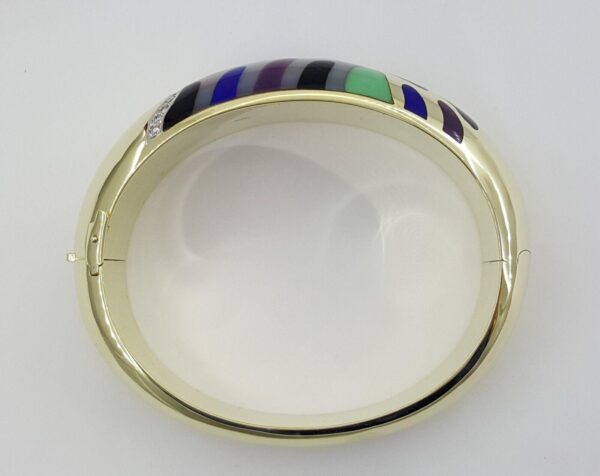 Asch Grossbardt Round Diamond & Enamel Multi Stone Bangle 61g 14K Yellow Gold