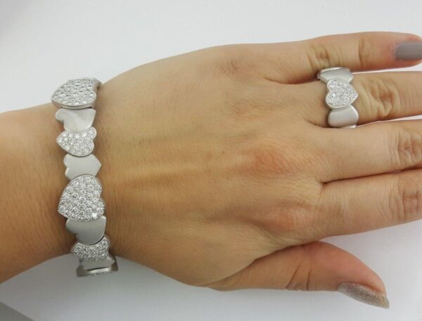 Fred of Paris Diamond Heart Earrings Ring Bracelet Set 8.32 ct 18K Rtl 30,000+