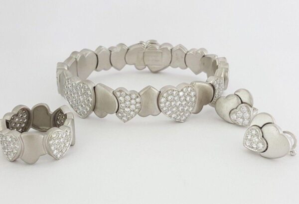 Fred of Paris Diamond Heart Earrings Ring Bracelet Set 8.32 ct 18K Rtl 30,000+