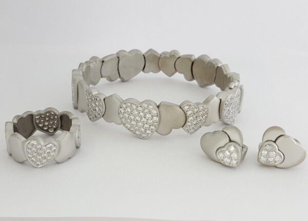 Fred of Paris Diamond Heart Earrings Ring Bracelet Set 8.32 ct 18K Rtl 30,000+
