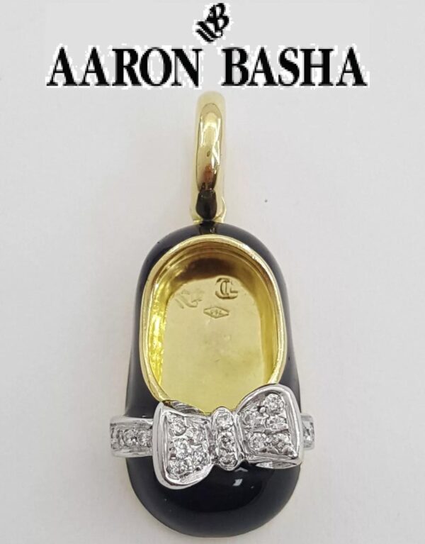 Aaron Basha Diamond Pave Shoe Charm Pendant 18k Yellow Gold