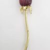 Vintage 18K Yellow Gold Rose Amethyst Pin Brooch 14.3 Grams 3”