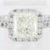 Princess Cut Diamond Halo Engagement Ring Set 2.82 ct 14K White Gold Retail $16K