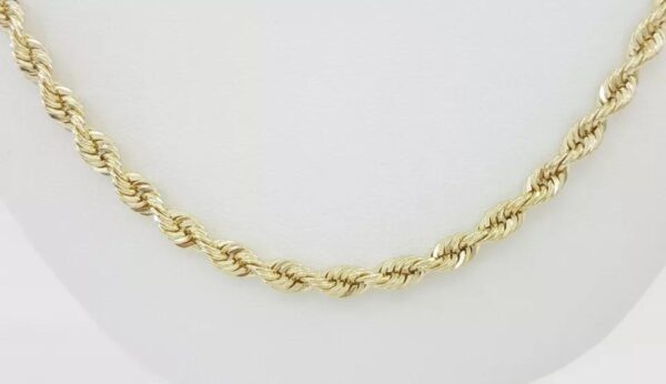 14K Yellow Gold Diamond Cut Rope Chain Necklace 30" 33.7 Grams 3.7 mm