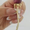 Vintage 18K Yellow Gold Rose Amethyst Pin Brooch 14.3 Grams 3”
