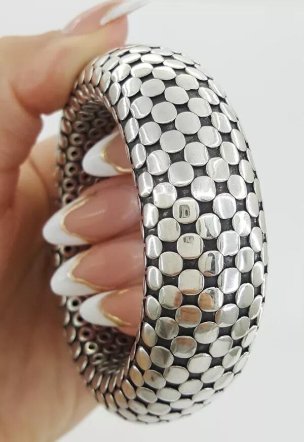 John Hardy Sterling Silver Dot Flex Cuff Bracelet 22.3 mm 107.2 grams