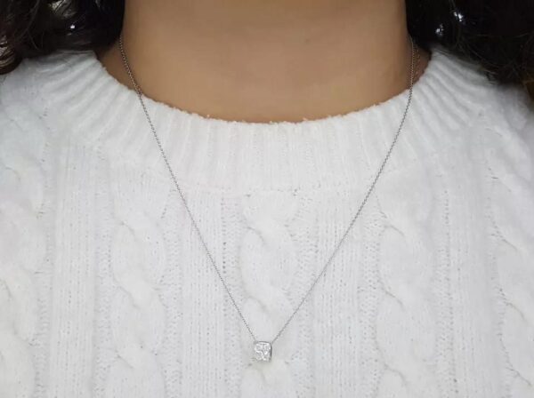 Princess Cut Diamond Solitaire Necklace 1.01 ct 14K White Gold Rtl $7,250
