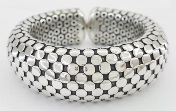 John Hardy Sterling Silver Dot Flex Cuff Bracelet 22.3 mm 107.2 grams